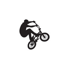 silhouette of a person playing bmx, editable vector image