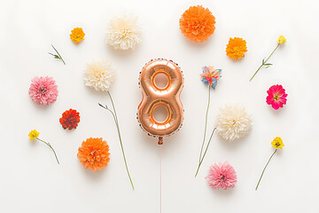 Rose Gold 8 Balloon  Flowers.
