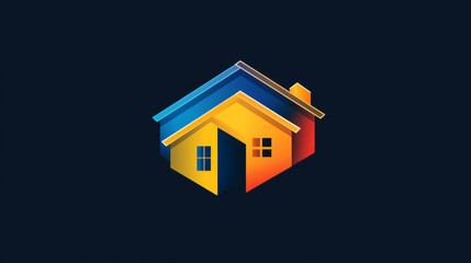 Bold, colorful logo concept for home renovation, roofing, and decor services, ideal for handyman brands