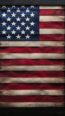 Rustic US Flag on Wood