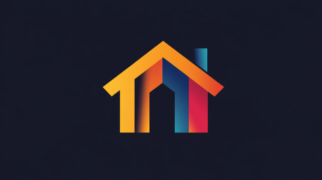 Bold, colorful logo concept for home renovation, roofing, and decor services, ideal for handyman brands