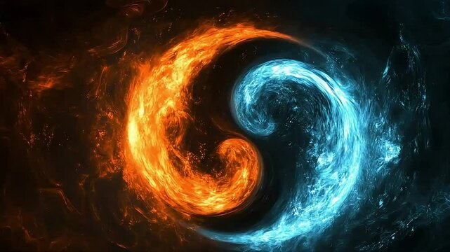 Fire and ice yin yang symbol