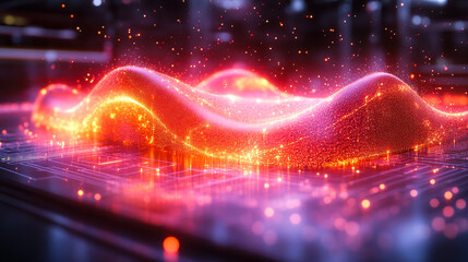 Obraz premium Quantum Computer Emitting Glowing Particles Showing Power and Potential of Quantum Computing