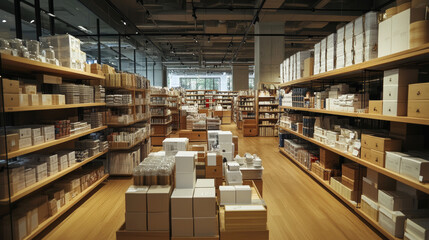 Obraz premium Interior layout of Mujiâ€™s Pavilion Mall store in Kuala Lumpur, featuring minimalist Japanese home goods