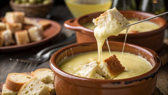 Delicious Cheese Fondue with Crusty Bread