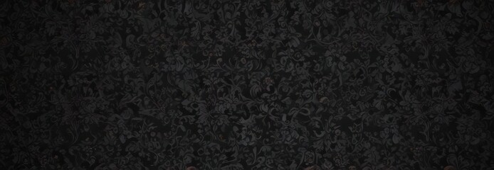 Fototapeta premium Black gothic damask; swirling floral vines, intricate detail, stylish, decor