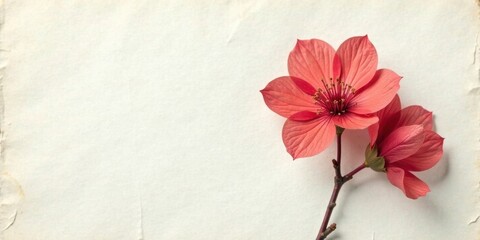 Delicate coral blossoms on textured paper background, perfect for elegant stationery or invitation design.