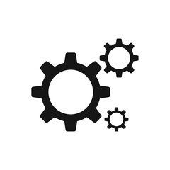 Gear wheel icon. Customisation of a gear wheel. Three gears isolated on white background. Gear wheel sign concept.
