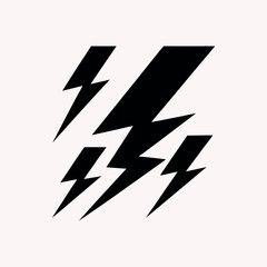 Stylized Lightning Bolt Silhouette for High Voltage Icons