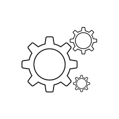 Gear wheel icon. Customisation of a gear wheel. Three gears isolated on white background. Gear wheel sign concept.
