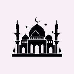 Modern Mosque Silhouette Vector for Eid and Ramadan Art