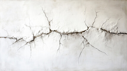 Textured White Plaster Wall with Hairline Cracks