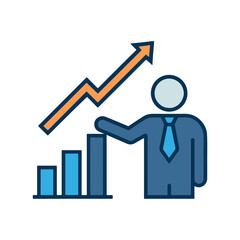 Flat Style Business Illustration with Professional Characters in Office Environment