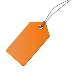 orange blank price tag 3d render icon isolated on transparent background