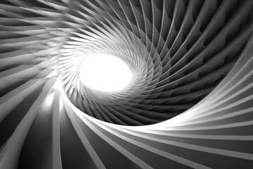 Abstract Dynamic Spiral Design in Black and White