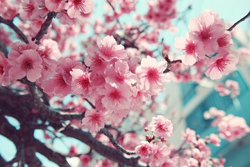 Beautiful Pink Blossoms In Springtime On Branches