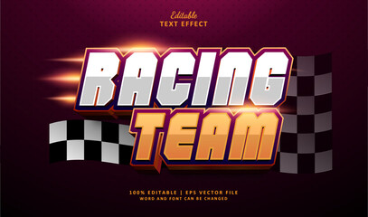 Racing Team Editable Text Effect Style 3d Sport Cinematic Shiny