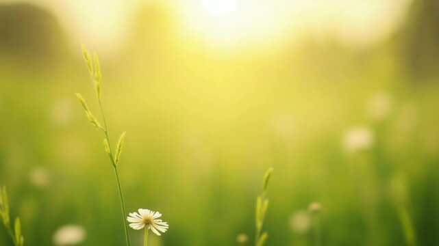 Grass flower field with soft sunlight for background.