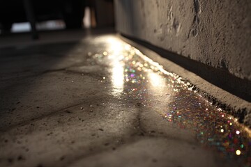 Sunbeam Splitting the Concrete Wall in Alley
