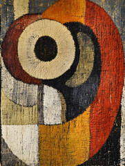 Abstract Artwork: Captivating close-up of a thought-provoking abstract painting, rich with geometric shapes, textured surfaces, and a compelling color palette.