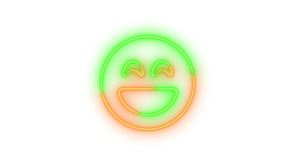 Obraz premium Neon face laugh beam symbol icon glowing with transparent background