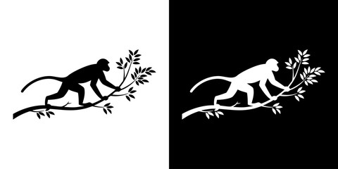 Monkey silhouette vector illustration 101