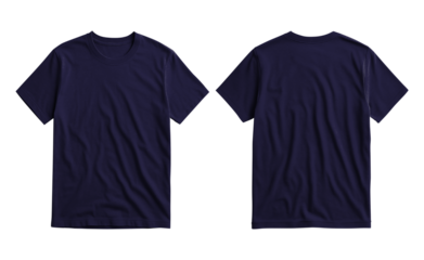 Front and back T Shirt navy color template transparent background