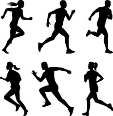 silhouettes of runners