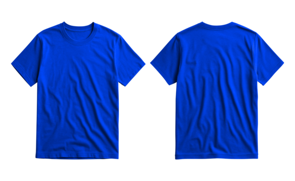 Front and back T Shirt blue color template transparent background