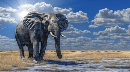 Fototapeta premium Majestic elephant in a sunny savanna
