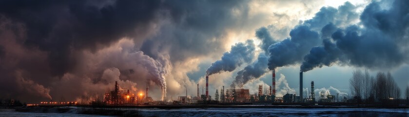 Obraz premium Carbon footprint reduction efforts in an industrial plant with sustainable practices