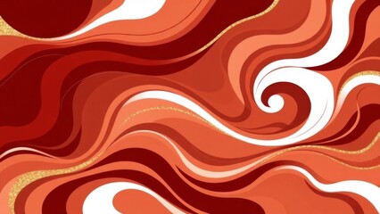 Luxurious red and gold abstract with swirling marble-like patterns. Elegant, vibrant, and artistic fluid design.