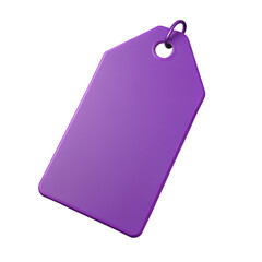 Purple blank price tag 3d render icon isolated on transparent background