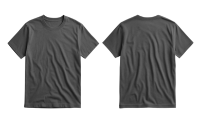 Front and back T Shirt grey color template transparent background
