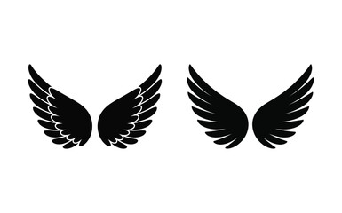 Black vector illustrations of angel wings for design and decorative purposes
