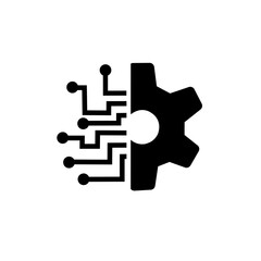 ai icon vector Artificial intelligence icon logo. Digital transformation glyph icon vector on white background.Digital technology gear icon concept isolated on white background. 
