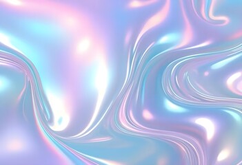 Liquid Pastel Holographic Texture with Iridescent Gloss and Smooth Flowing Waves

