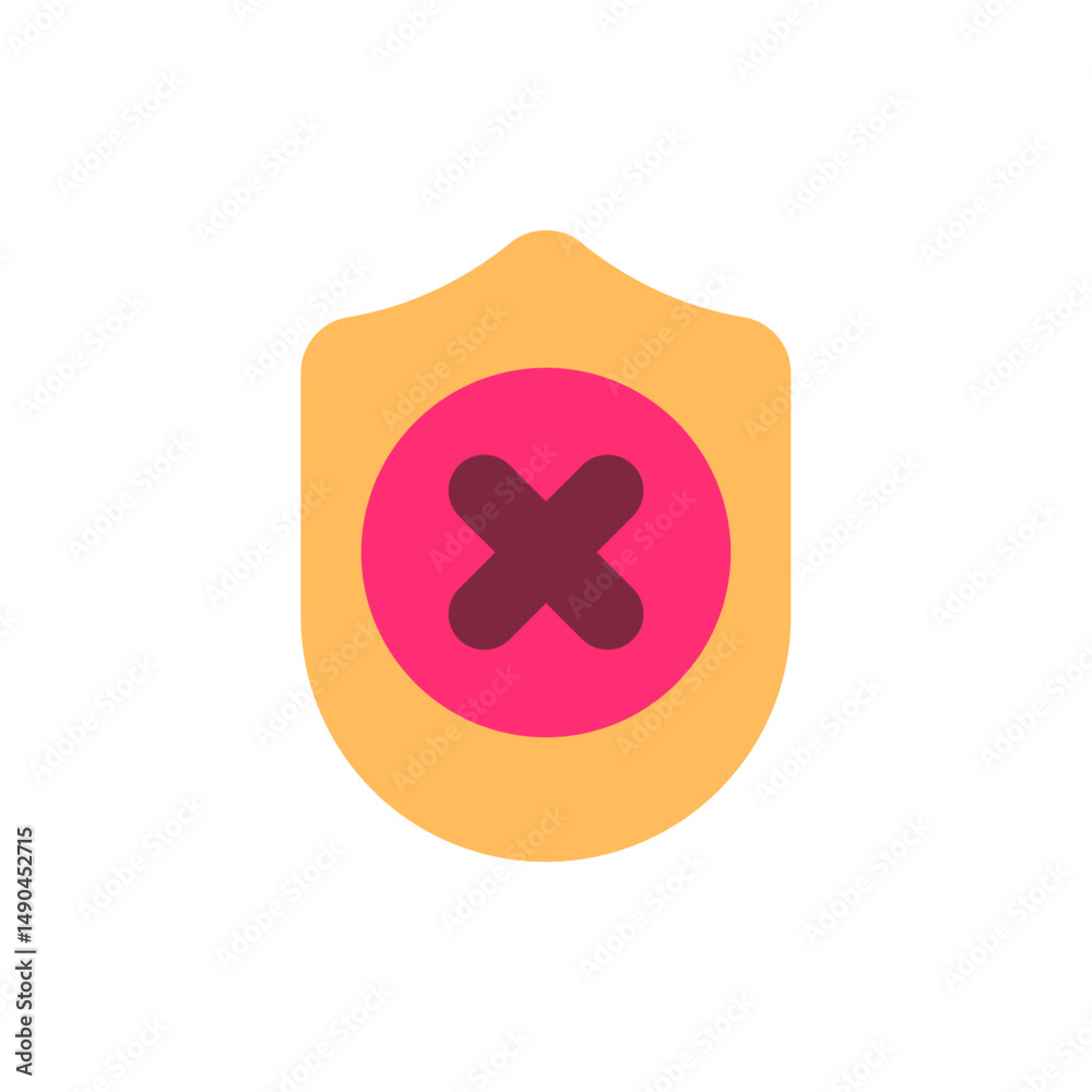 Poster a distinctive visual representation of a rejection symbol featuring in shield shape