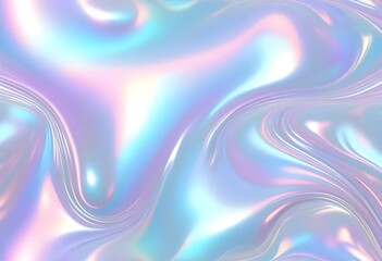 Liquid Pastel Holographic Texture with Iridescent Gloss and Smooth Flowing Waves

