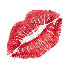 kissing lipstick mark isolated on transparent background