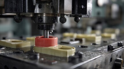 Plastic injection molding in action, creating durable industrial components