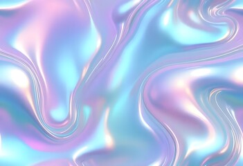 Liquid Pastel Holographic Texture with Iridescent Gloss and Smooth Flowing Waves

