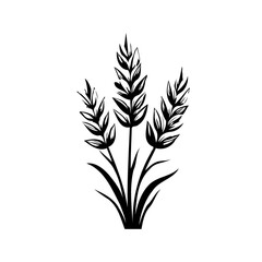 Stylized Wheat Stalk Illustration, Agricultural Symbol in Bold Silhouette Design