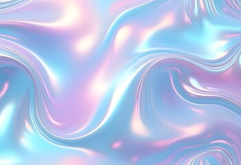 Liquid Pastel Holographic Texture with Iridescent Gloss and Smooth Flowing Waves
