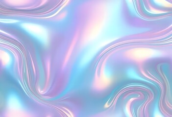 Liquid Pastel Holographic Texture with Iridescent Gloss and Smooth Flowing Waves