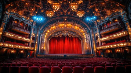 Obraz premium Majestic Theatre Interior: A Grand Stage Awaits