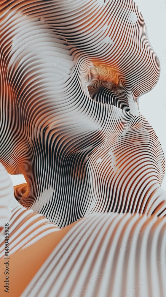 Fototapete abstract fluid form with undulating lines creating a dynamic visual rhythm
