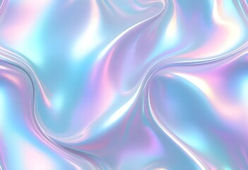 Liquid Pastel Holographic Texture with Iridescent Gloss and Smooth Flowing Waves