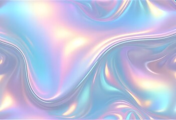 Liquid Pastel Holographic Texture with Iridescent Gloss and Smooth Flowing Waves