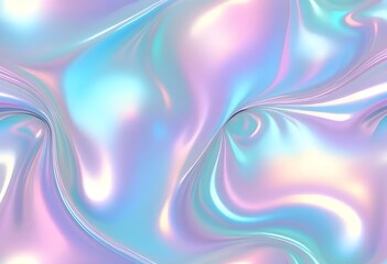 Liquid Pastel Holographic Texture with Iridescent Gloss and Smooth Flowing Waves